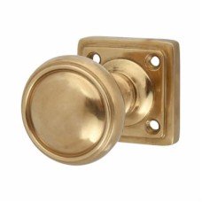 Louis Fraser Ribbed Mortice Door Knob on Square Rose - 55 x 55mm Rose - Light Bronze