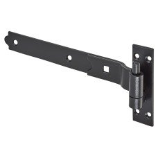 Heavy Duty Cranked Hook & Band Gate Hinge - 300 x 40mm - Black - Pair