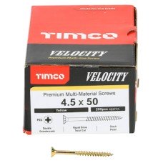 TIMCO Velocity Pozi Countersunk Wood Screws - 4.5 x 50mm - Yellow Zinc - Pack of 200