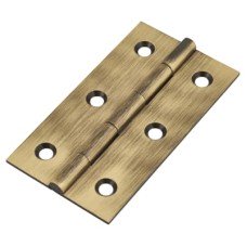 Solid Drawn Butt Cabinet Hinge - 64 x 35 x 1.45mm - Antique Brass - Pair