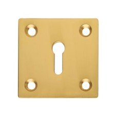 Square Plate Brass Escutcheon - 52 x 52mm - Keyhole - Polished Brass Square Plate Brass Escutcheon - 52 x 52mm - Keyhole - Polished Brass