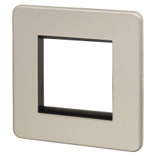 Knightsbridge 1 Gang 2 Module Euro Screwless Faceplate - Brushed Chrome