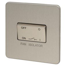 Knightsbridge 10AX 1 Gang Triple Pole Fan Isolator Switch - Brushed Chrome