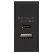 Knightsbridge Type A/C USB Charger Euro Module - 3.1A - Black