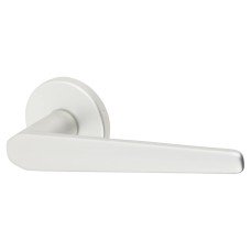 Urfic Satin Aluminium Door Handles on Round Rose - Easy Click Neptune Range 