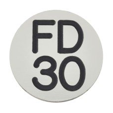 Exel FD30 Fire Door Sign - Self Adhesive - 25mm Diameter - Rigid Plastic - Silver