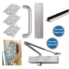 Medium Duty Pull Door Handle Fire Door Kit - Power Size 2-4 - Push/Pull Mounting - Stainless Steel