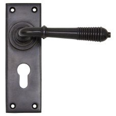 From The Anvil Aged Bronze Reeded Euro Lock Door Handle - 152 x 50mm