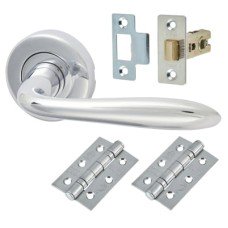 Heritage Brass by M Marcus Sutton Latch Door Handle on Rose Kit - Polished Chrome