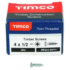 TIMCO Twin Threaded Pozi Countersunk Wood Screws - 4 x 1/2 TIMCO Twin Threaded Pozi Countersunk Wood Screws - 4 x 1/2
