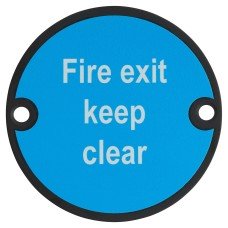Exel Fire Exit Keep Clear Door Sign - 75mm Diameter - Matt Black