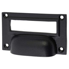 Olde Forge Cabinet Cup Handle - Card Holder - 75mm Centres - Black Iron