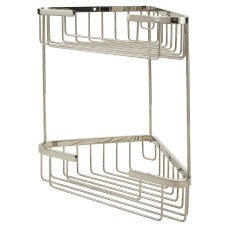 Exel Small Corner Shower Basket - Two Tier - 285 x 255 x 195mm - Polished Stainless Steel  