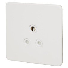 Knightsbridge 5A Screwless Flat Plate Unswitched Round Pin Socket - Matt White with White Insert