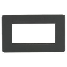 Knightsbridge 2 Gang 4 Module Euro Screwless Faceplate - Anthracite