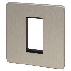 Knightsbridge 1 Gang 1 Module Euro Screwless Faceplate - Brushed Chrome