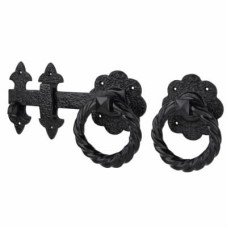 Heavy Duty Twisted Ring Gate Latch - 230 x 98mm - Black Powder Coated