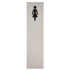 Exel Finger Plate - Ladies Toilet Door Sign - 300 x 75mm - Polished Stainless Steel