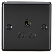 Knightsbridge 5A Round Edge Unswitched Round Pin Socket - Matt Black Knightsbridge 5A Round Edge Unswitched Round Pin Socket - Matt Black