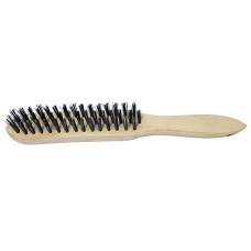 3 Rows Wooden Handle Scratch Brush - Stainless Steel 