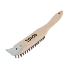 4 Rows Scratch Brush with Scraper - Stainless Steel 