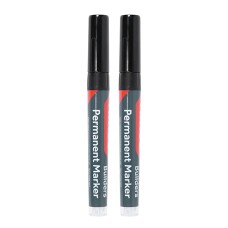 Mixed Builders Permanent Markers - Chisel & Fine Tip - Black (2PC)
