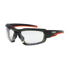 One Size Sports Style Safety Glasses - With Foam Dust Guard - Clear 