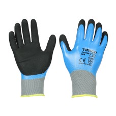 Medium Waterproof Grip Gloves - Sandy Nitrile Foam Coated Polyester 