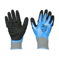 X Large Waterproof Grip Gloves - Sandy Nitrile Foam Coated Polyester 