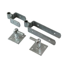 300mm Double Strap Hinge Set with Hook on Plate - Hot Dipped Galvanised 