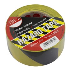 33m x 50mm Hazard Tape - Yellow & Black 