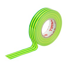 25m x 18mm PVC Insulation Tape - Green & Yellow Stripe (10PC)
