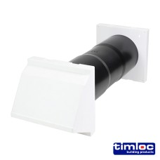 127 x 350 Timloc Aero Core Through Wall Vent Set with Cowl and Baffle - White - ACV7CWH 