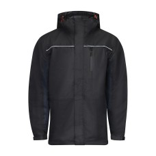 Large Waterproof Lined Rain Jacket - Black 