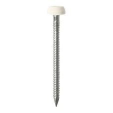 25mm Polymer Headed Pins - Stainless Steel - White (65PC)