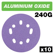 Aluminium Oxide Random Orbital Sanding Disc 240 Grit 125mm 10pc