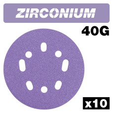 Zirconium Random Orbital Sanding Disc 10pc 125mm 40 grit
