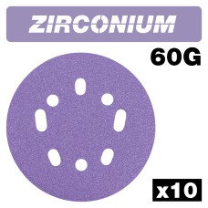 Zirconium Random Orbital Sanding Disc 10pc 125mm 60 grit