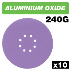 Aluminium Oxide Random Orbital Sanding Disc 240 Grit 225mm 10pc