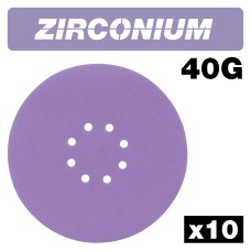 Zirconium Random Orbital Sanding Disc 40 Grit 225mm 10pc