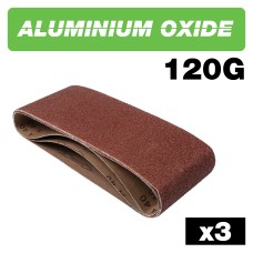 Aluminium Oxide Sanding Belt 120 Grit 100mm x 610mm 3pc