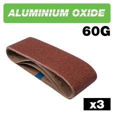 Aluminium Oxide Sanding Belt 60 Grit 75mm x 457mm 3pc