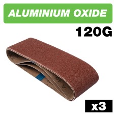 Aluminium Oxide Sanding Belt 120 Grit 75mm x 533mm 3pc