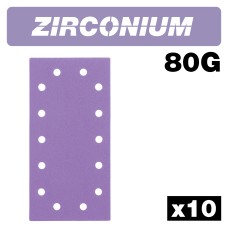 Zirconium 1/2 Sheet Sanding Sheet 10pc 115mm x 230mm 80 grit