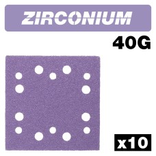 Zirconium 1/4 Sheet Sanding Sheet 10pc 114mm x 110mm 40 grit