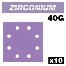 Zirconium 1/4 Sheet Sanding Sheet 10pc 114mm x 110mm 40 grit