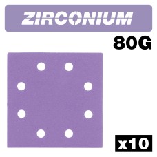 Zirconium 1/4 Sheet Sanding Sheet 10pc 114mm x 110mm 80 grit