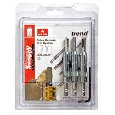 Trend Drill Bit Guides 4 piece set - for accurately drilling pilot holes centrally to any countersink fitting such as hinges or lock faceplates.