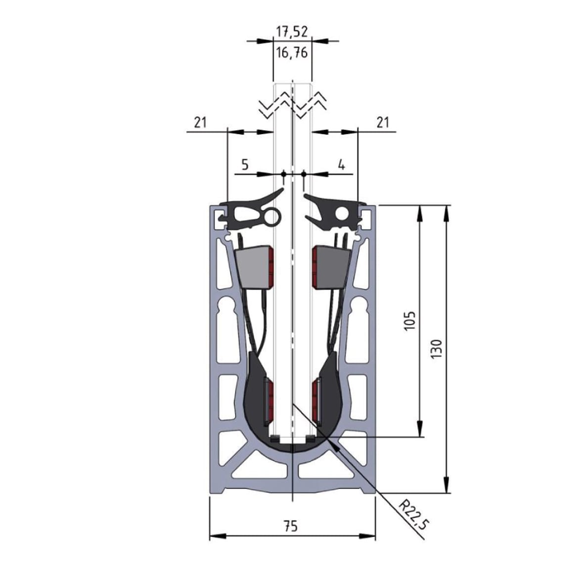 VetroMount Mounting Kit for 21.5mm Glass - to Suit 2500mm Profile Length - Black - view 3