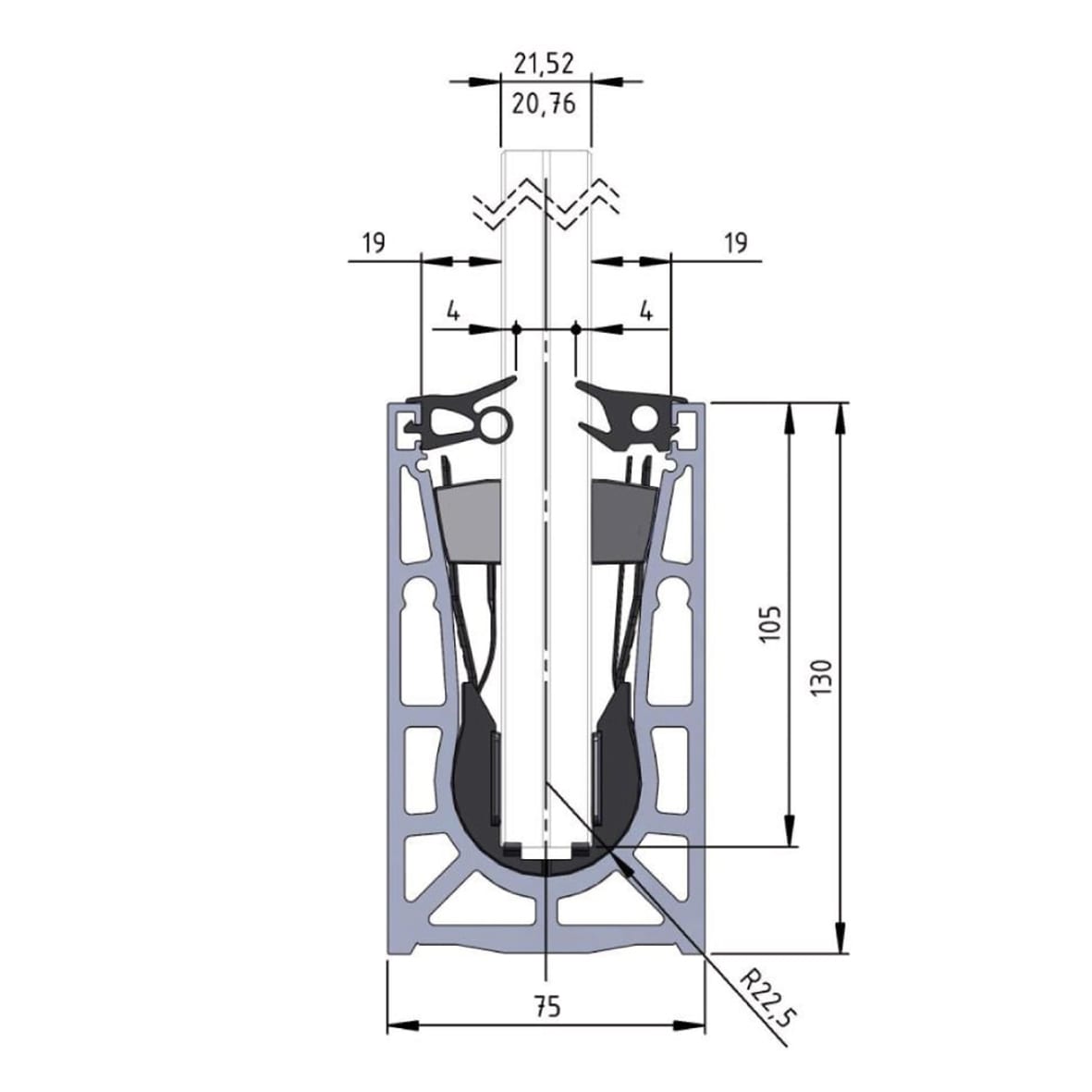 VetroMount Mounting Kit for 21.5mm Glass - to Suit 2500mm Profile Length - Black - view 4
